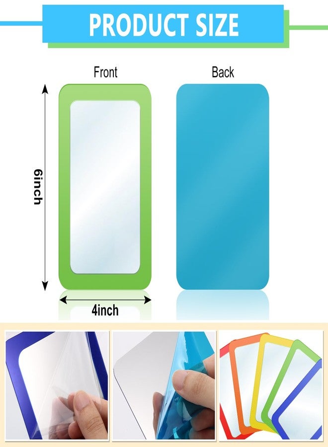 Draupnir 15 قطعة من المرايا الصغيرة للأطفال، مقاس 6 × 4 بوصة، غير قابلة للكسر، مرايا غير قابلة للكسر للأعمال اليدوية، مربعة، ذات زوايا مستديرة، مزدوجة الجوانب، مرايا تعابير الوجه لمرحلة ما قبل المدرسة، مرايا للفصول الدراسية، أعمال يدوية (5 ألوان زاهية) - Image 4